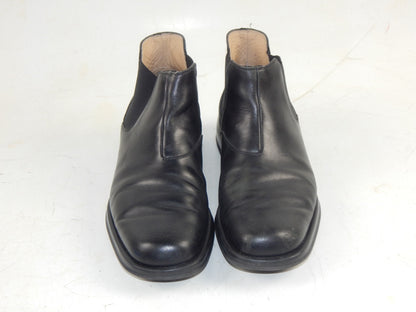 ORIGINAL FERRAGAMO MEN BOOTS LOW BLACK LEATHER SIZE US 9.5 ITALY FASHION - MotoRaider