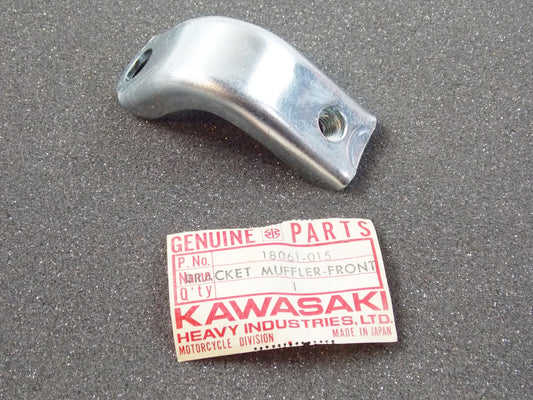 NOS OEM KAWASAKI 68-70 F3 Bushwhacker MUFFLER BRACKET FRONT 18061-015 - MotoRaider