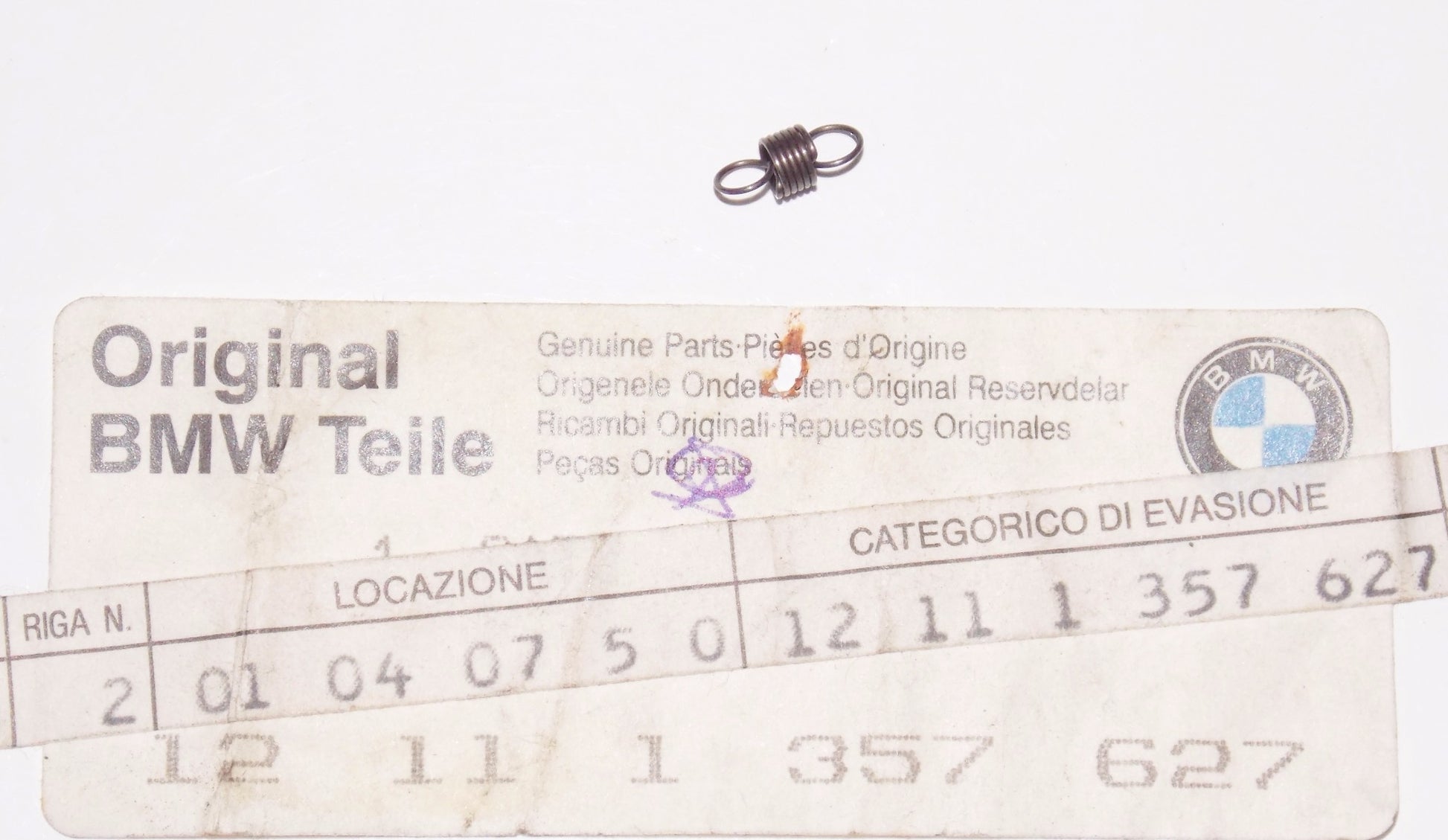 NOS OEM BMW 74-85 R100RS/7T/RT/60/75 IGNITION SENSOR TENSION SPRING 12111357627 - MotoRaider