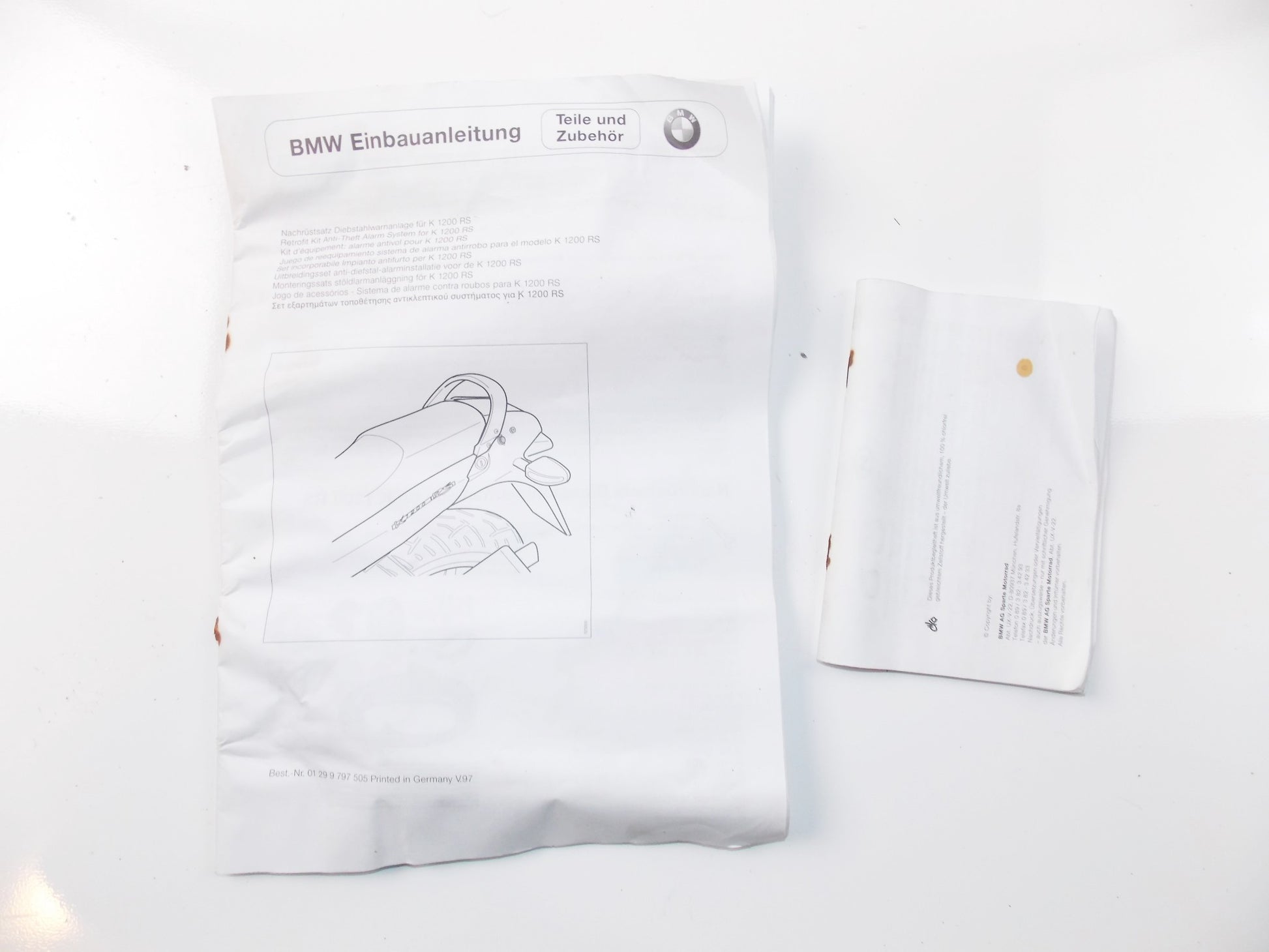 NOS OEM BMW 96-01 K 1200 RS RETROFIT KIT THEFT ALARM 65752337052 - MotoRaider