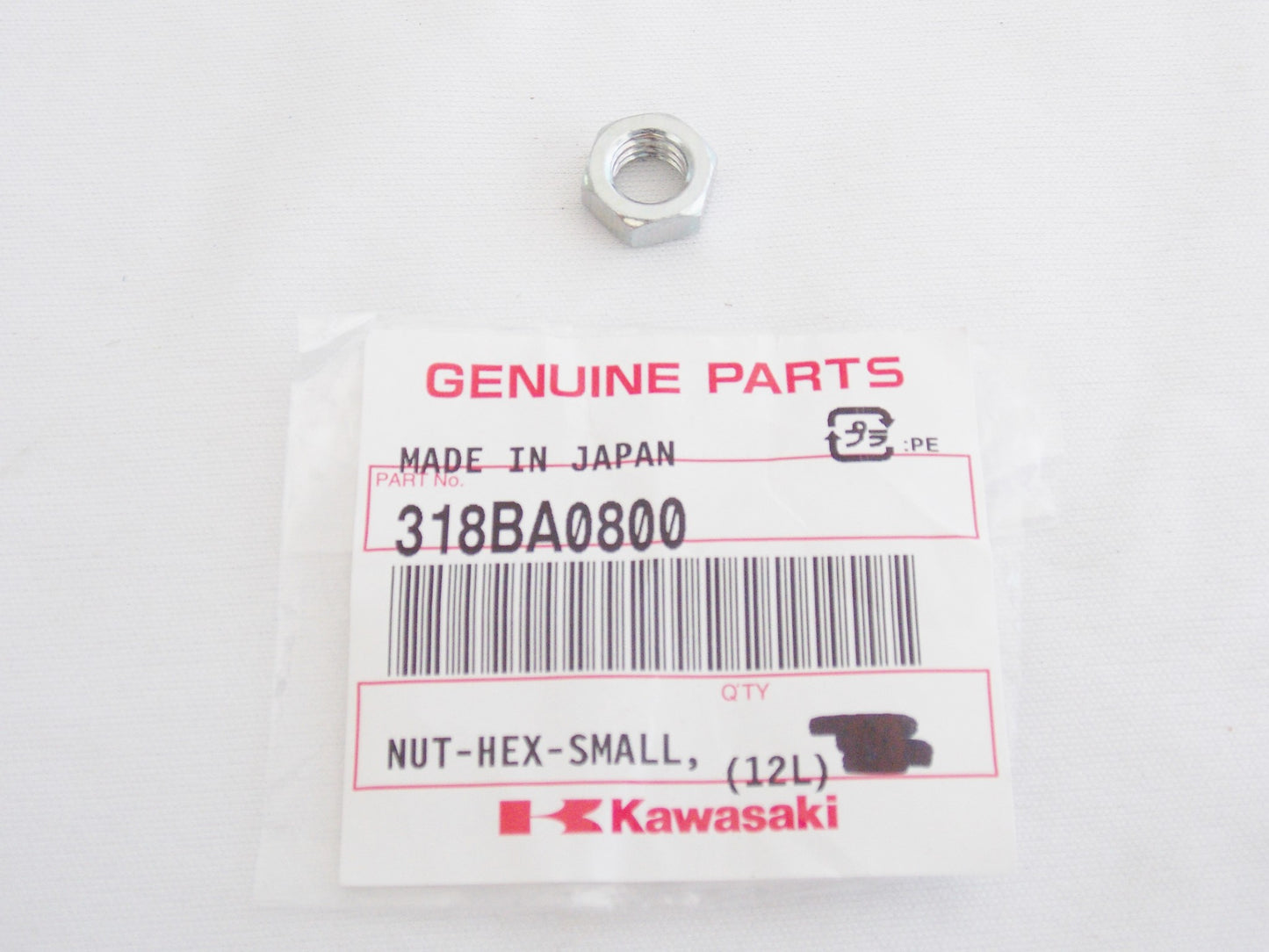 NOS OEM KAWASAKI 1978-2005 KE250 GE5000/4000 GA1400/1000 NUT 8MM 318BA0800 - MotoRaider