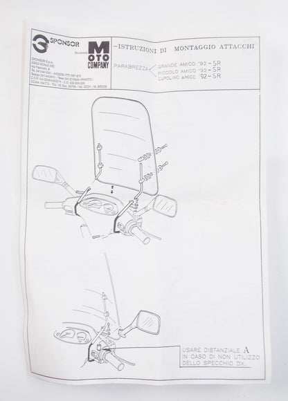 NOS OEM APRILIA 1992 SCOOTER AMICO SR WINDSHIELD BRACKET SUPPORT KIT BC24077000 - MotoRaider