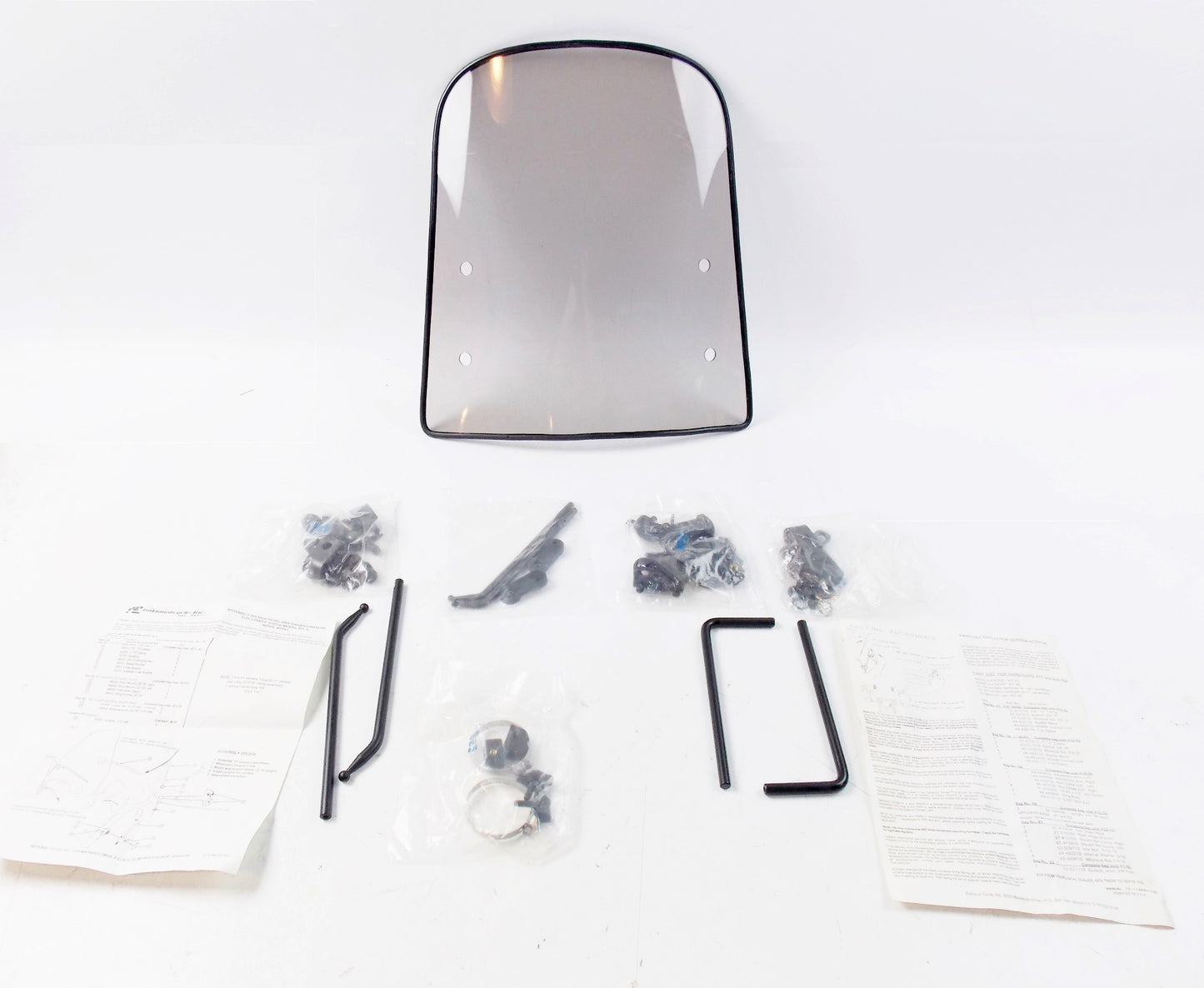 NOS SMOKE WINDSHIELD 16.5"x17.5"+(2) HARDWARE KITS MOUNTING  SCOOTER MOPED VESPA - MotoRaider