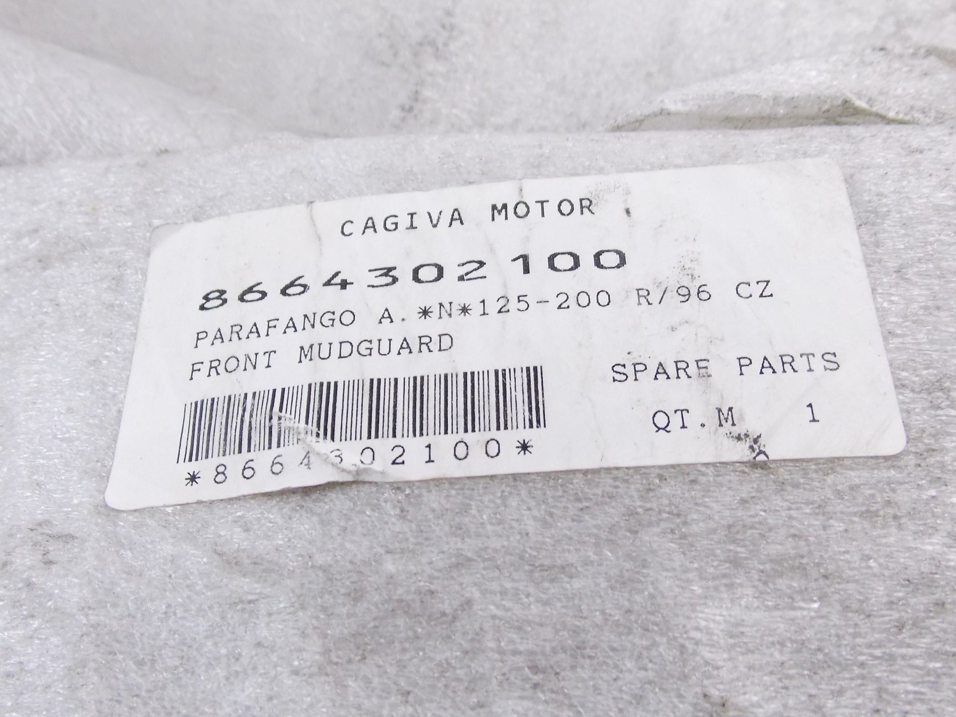 NOS OEM CAGIVA 1993 ROADSTER 521 1996 ROADSTER EV BLACK FRONT FENDER 8664302100 - MotoRaider