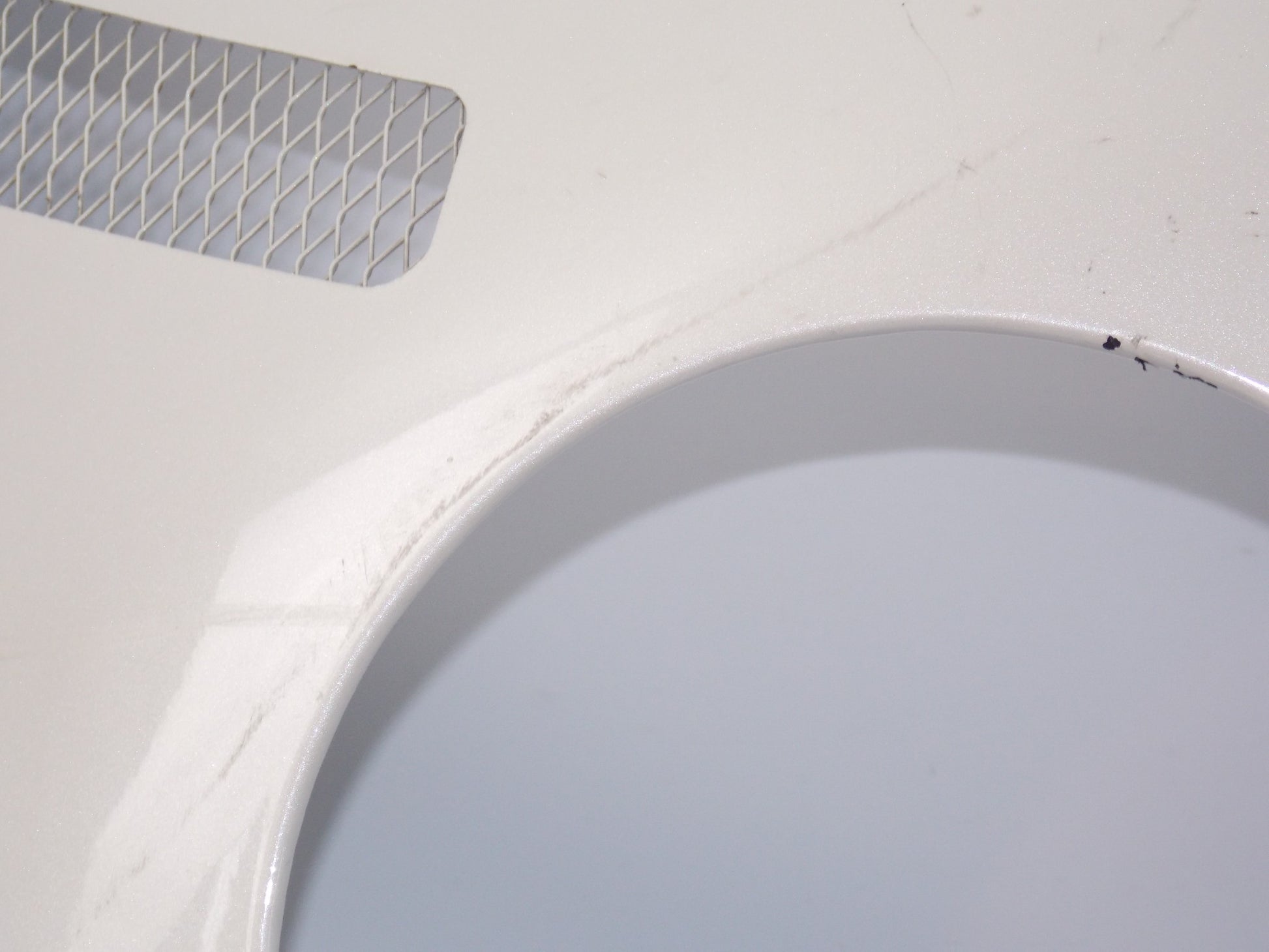 NOS OEM SUZUKI PEARL WHITE PLASTIC LEFT SIDE HIGHER FAIRING PANEL - MotoRaider