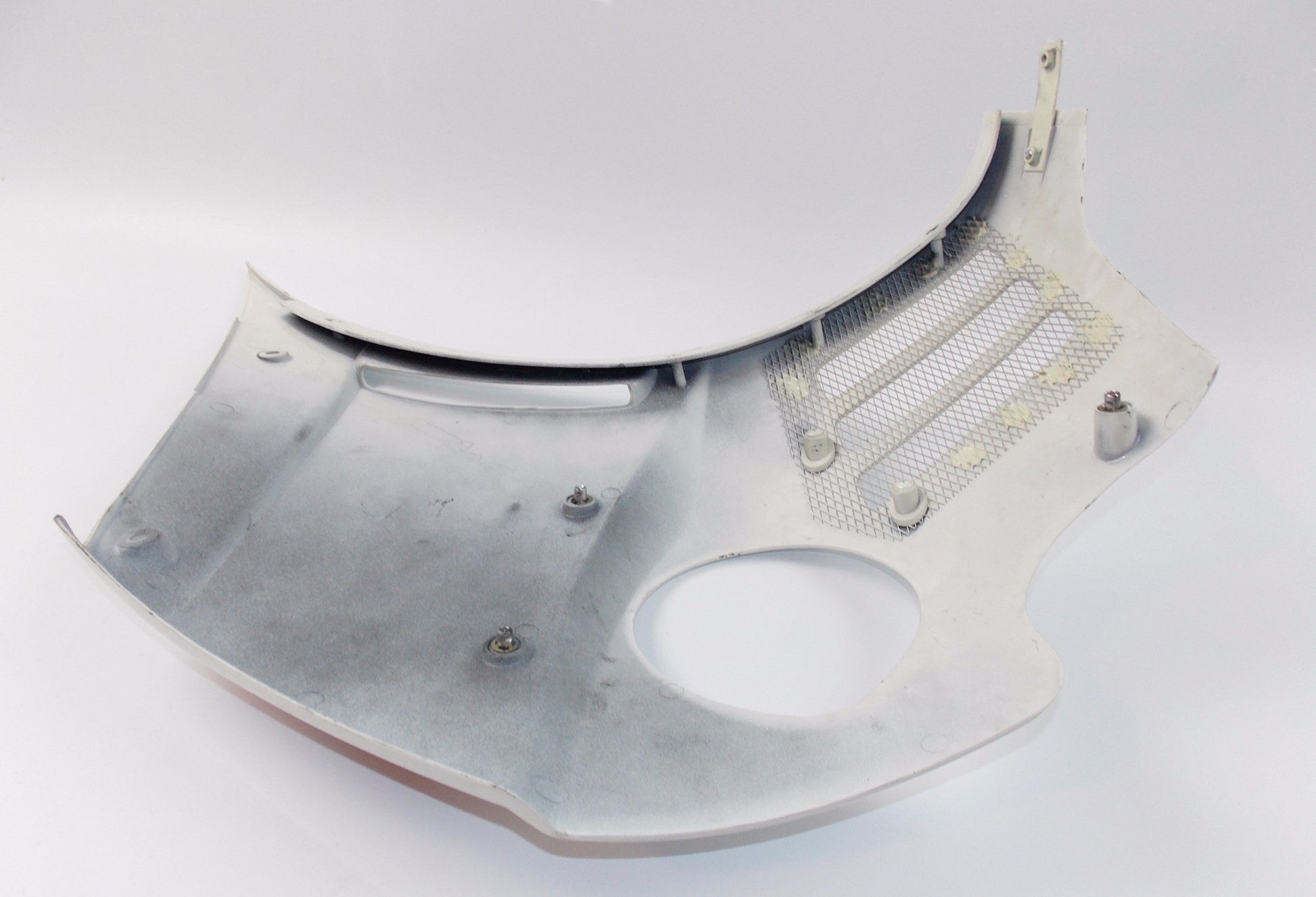 NOS OEM SUZUKI PEARL WHITE PLASTIC LEFT SIDE HIGHER FAIRING PANEL - MotoRaider