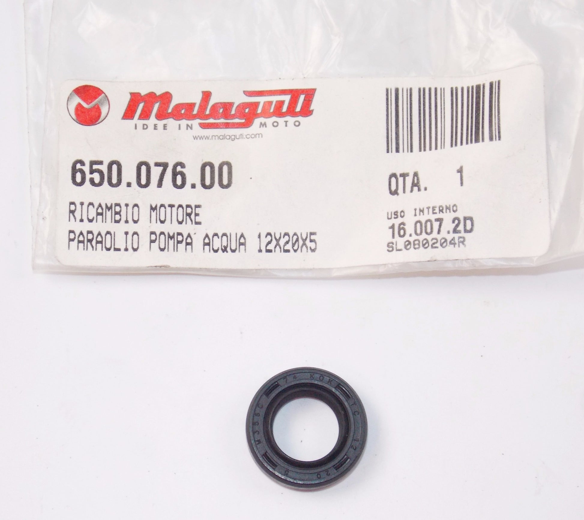 NOS OEM MALAGUTI CENTRO 160 / 4T - I.E. Euro 3 OIL SEAL 12x20x5 # 650.076.00 - MotoRaider