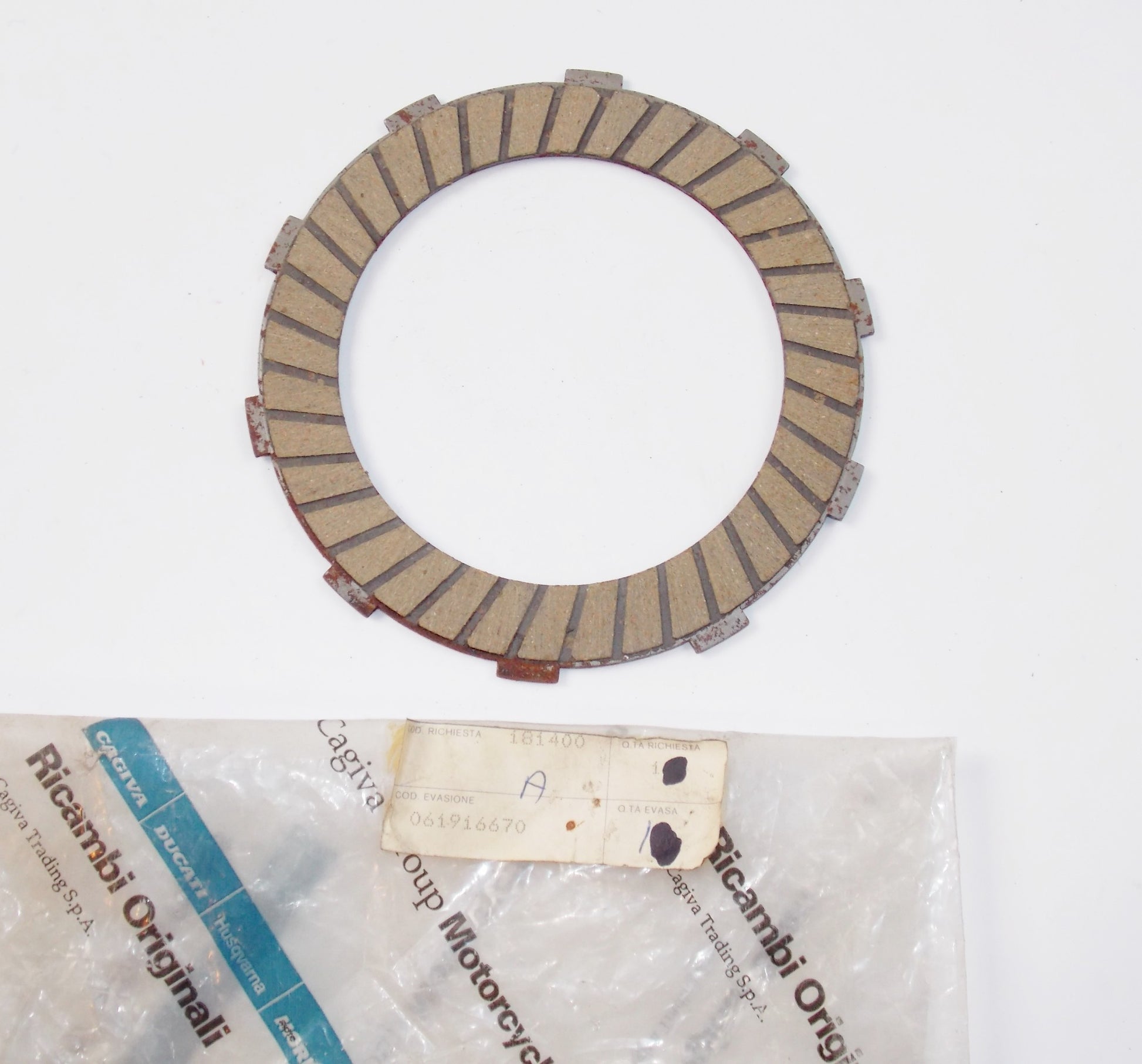 NOS OEM CAGIVA 76-77 DUCATI 350 GTV|GTL 500 GTV|GTL CLUTCH DISC 061916670 - MotoRaider