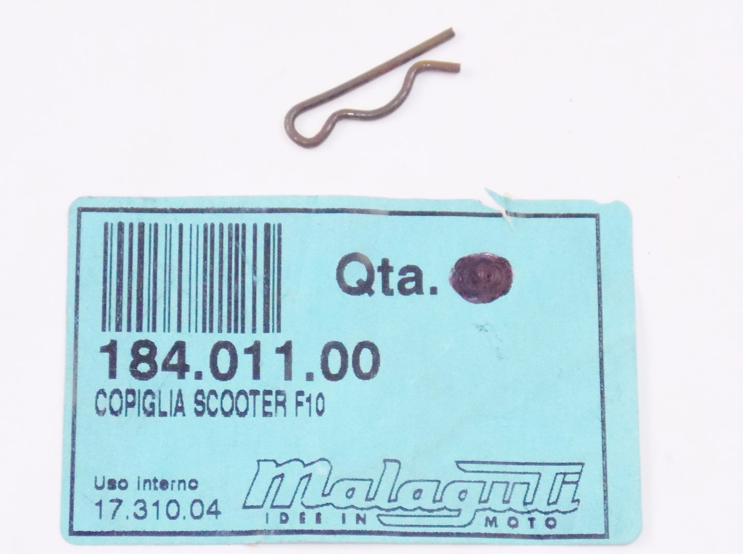 NOS OEM MALAGUTI 2001 F10 WAP RESTYLING KAT EURO 1 SPLIT PIN 184.011.00 - MotoRaider