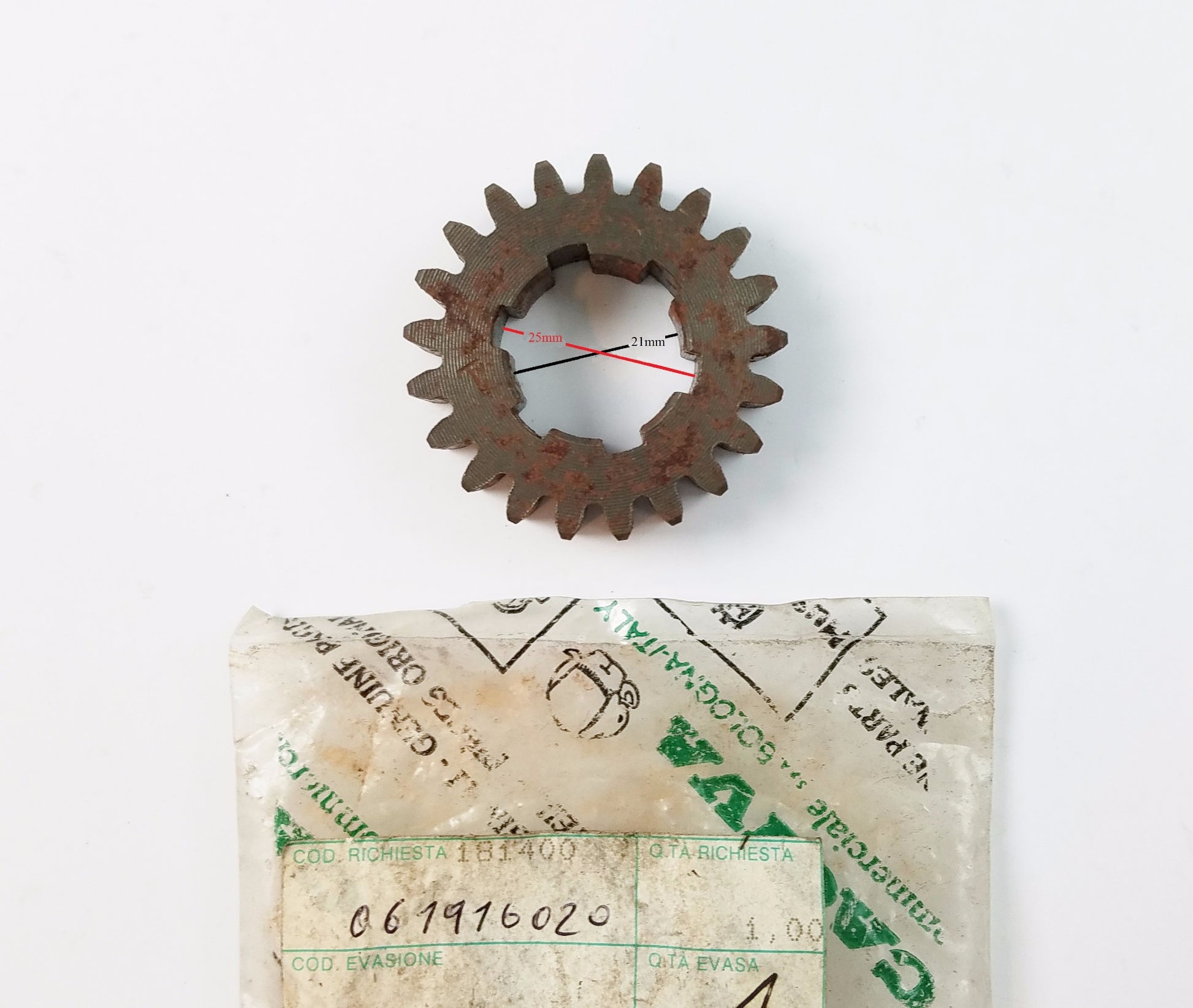 NOS OEM CAGIVA 2EME 50 PH DRIVING GEAR 2ND T. 21 21mm-25mm 061916020 - MotoRaider